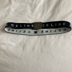 Never worn Celine Ski Unisex Stretch Belt with metal logo buckle